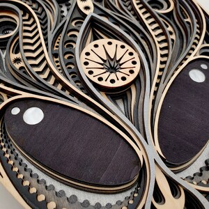 3D Multilayer Wooden Alien Mandala Sculpture Wall Art 12 X 9" - Etsy