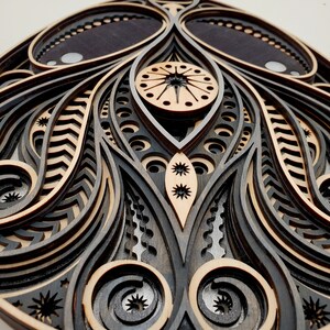 3D Multilayer Wooden Alien Mandala Sculpture Wall Art 12 X 9" - Etsy