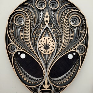 3D Multilayer Wooden Alien Mandala Sculpture Wall Art 12 X 9" - Etsy