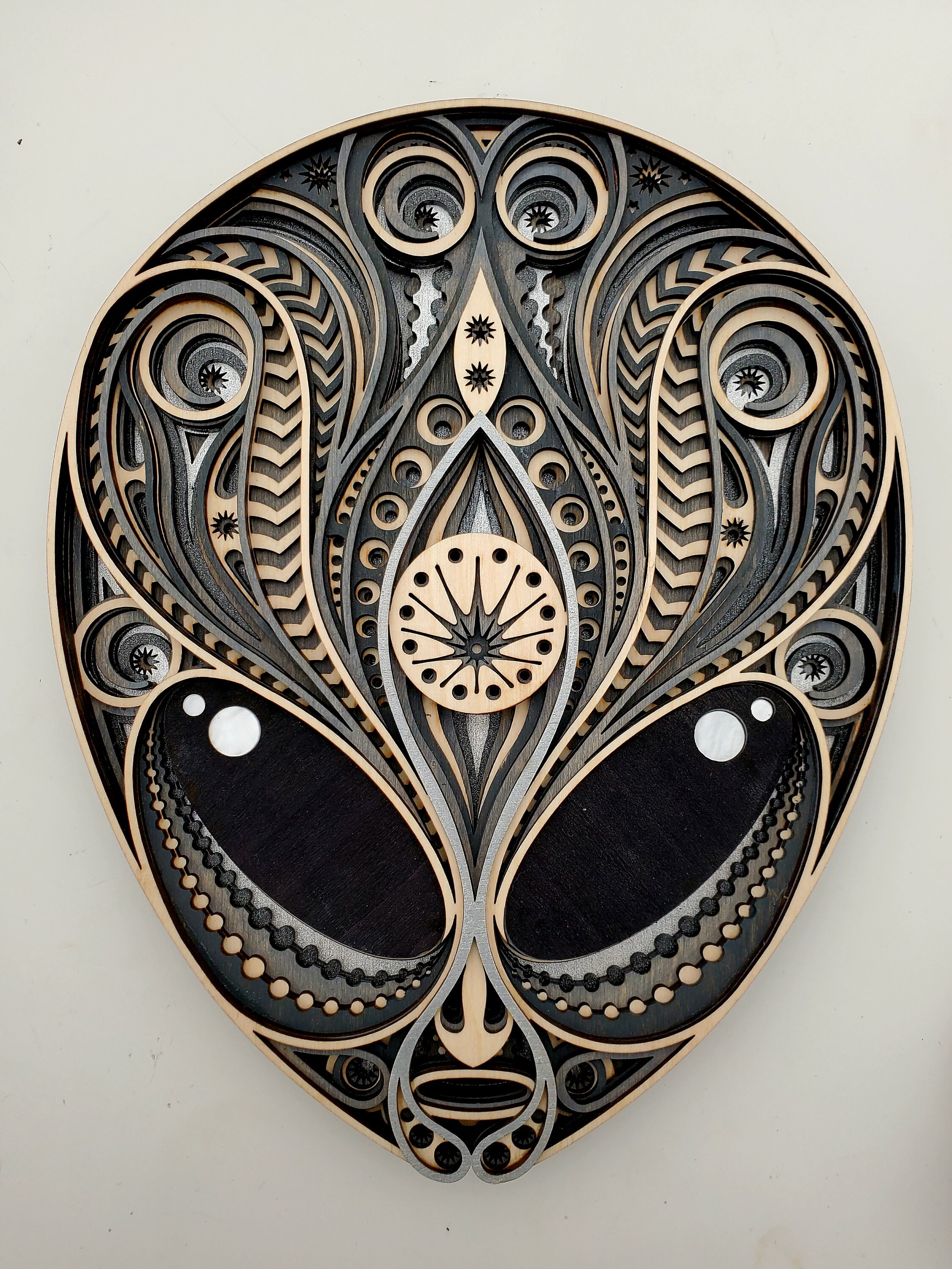 3D Multilayer Wooden Alien Mandala Sculpture Wall Art 12 X 9" - Etsy