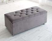 Chesterfield Plush Velvet ottoman Footstool toy box stool seat storage box various colours