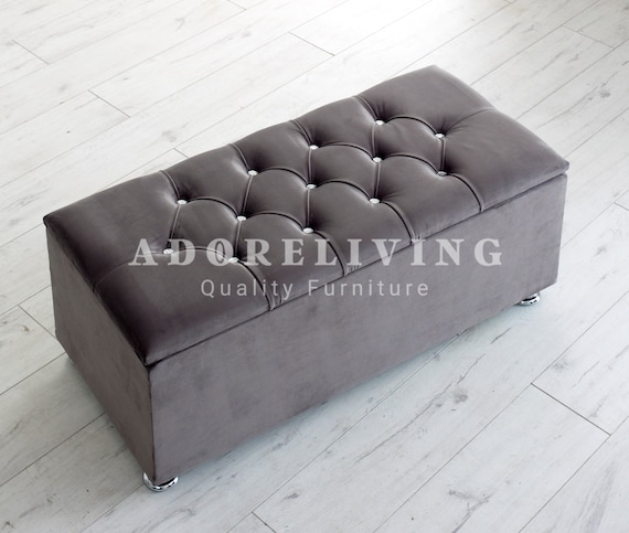 Velvet ottoman storage box Clearance