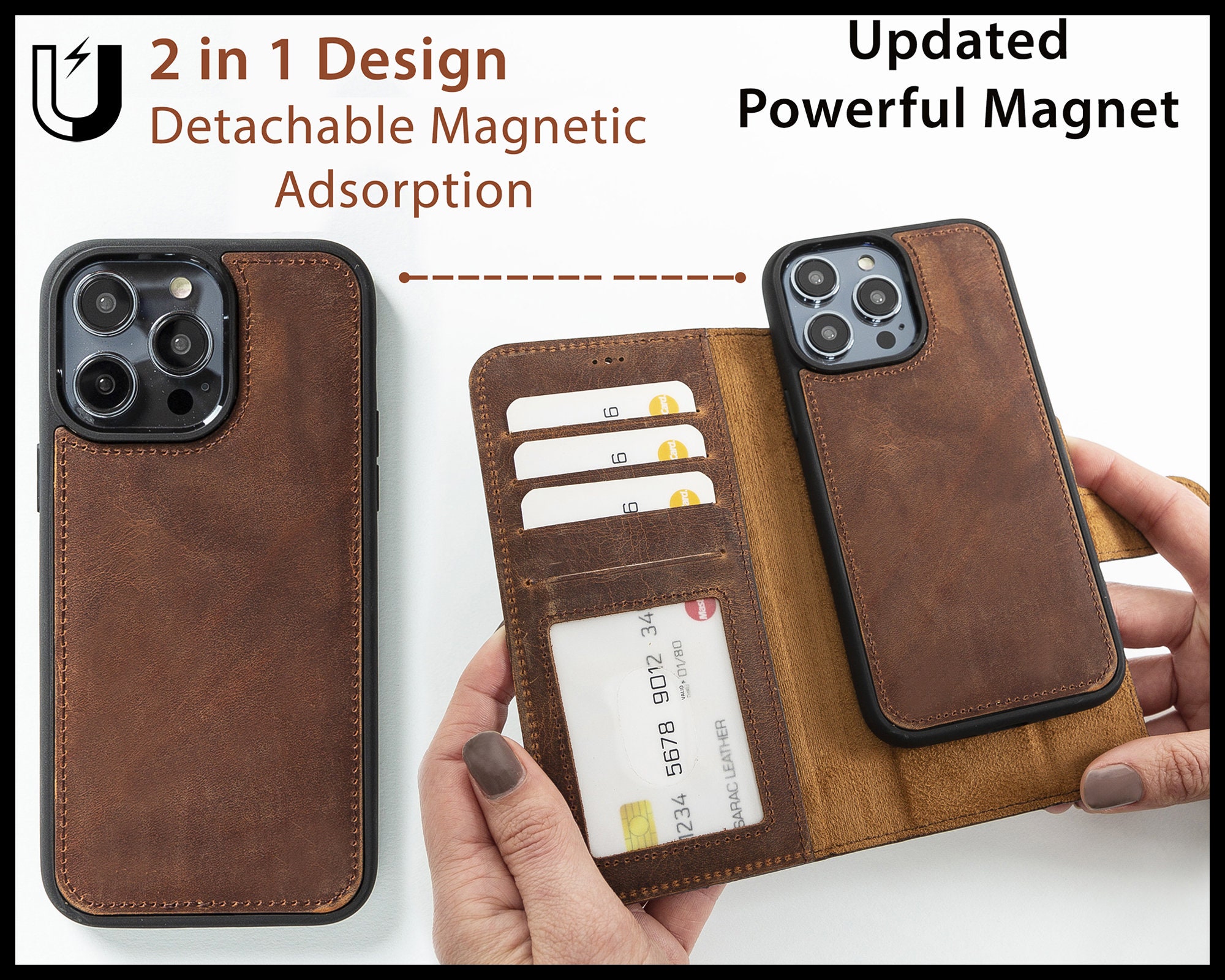 Apple iPhone 14 Pro Max Bi-fold Wallet iPhone 14 Pro Magnetic
