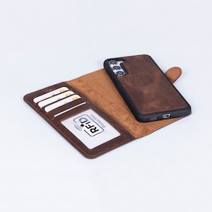 Galaxy S25 Plus Leather Case, Samsung S24 Plus Custom Wallet, Detachable S24 Cover Wireless Charge, S24 Leather Case, S25 Ultra Stand Wallet