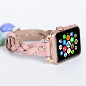 Fitbit Versa 4 Band, Apple Watch Band, Leather Fitbit Sense 2 Strap, Braided Leather iWatch Band, Fitbit Versa 3 Custom Watch Band, Gift