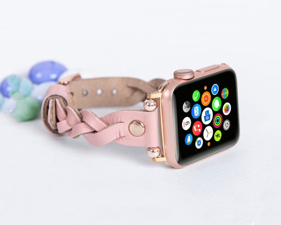 編み込みレザー Apple Watch バンド: Fitbit Versa 4/Sense 2