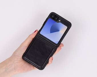 Z Flip 7 / 6 Full Grain Leather Slim Case, Personalized Cover