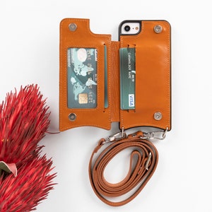iPhone SE portemonnee, volnerf leer Apple iPhone 8/7 kaarthoes, iPhone standaard portemonnee, jubileumcadeau, huwelijkscadeau, verjaardagscadeau