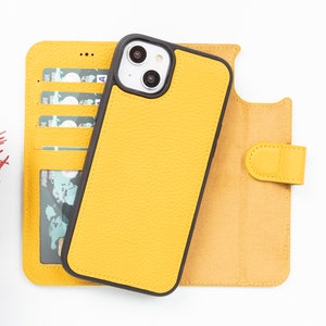 iPhone 14+ Stand Geldbörse, Leder iPhone 13 Mini Abnehmbare Abdeckung, Apple iPhone 14 Leder RFID-Blocker Card Case, iPhone 13 Lederhülle