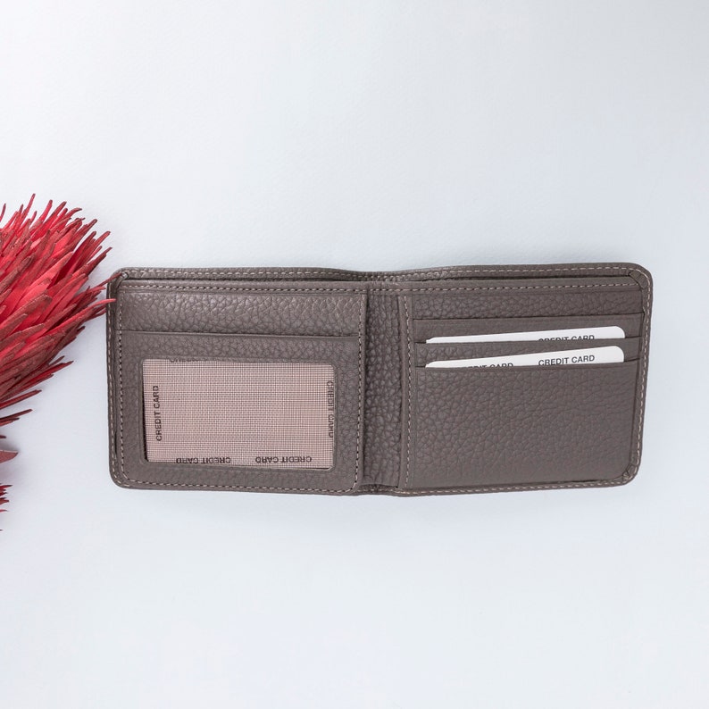Bifold Wallet Personalized Credit Card Case Full Grain Leather Wallet Customized Wallet Womens Wallet SAND Business Card Holder
