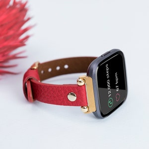 Leather Beaded Fitbit Versa 4 Band, Fitbit Versa 3 Strap, Fitbit Sense 2 Band, Fitbit Versa Lite Bracelet, Personalized Gift, Womens Band