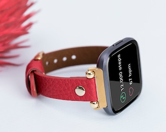 Leren Fitbit-band met kralen: Versa 4/3/Sense 2, gepersonaliseerd bandje