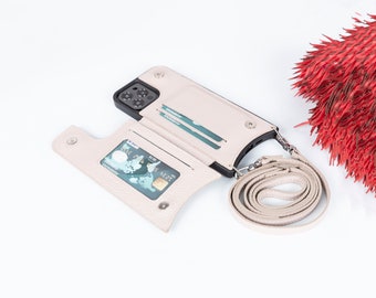 Personalized Leather iPhone Wallet Case: Crossbody Card Holder