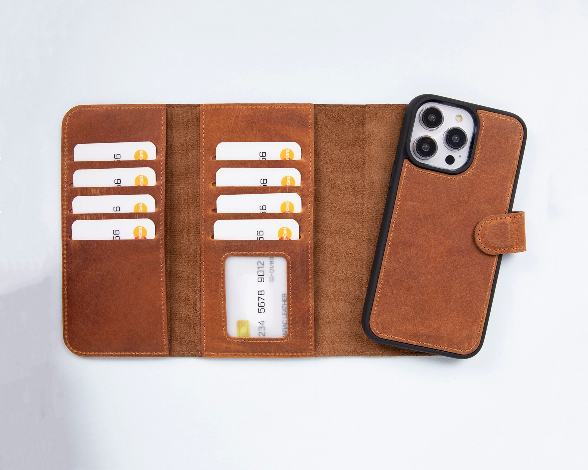 Funda para iPhone 15 Pro - Con MagSafe - Incluye cartera - Naranja