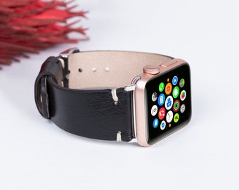 Apple Watch Armband für 49-46-45-44-42-41-40 mm, personalisiertes iWatch Armband aus Vollnarbenleder