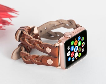 Braided Leather Apple Watch Ultra 3-Ultra 2-11-10-9-SE Band, Customized iWatch Strap, Gift