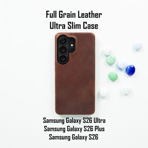 Samsung Galaxy S26 / Ultra / Plus Slim Full Grain Leather Case Cover Compatible Wireless Charging