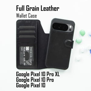 Leather Google Pixel 10 / Pro / XL Detachable Wallet Case, RFID Blocker Card Slots, Stand