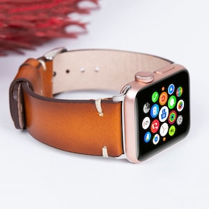 Apple Watch Leather Band, Leather iWatch Band, Apple iWatch Strap, Personalized Band Apple Watch 49mm 46mm 42mm, Anniversary Gift, Mens Gift