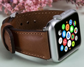 Pasek do zegarka Apple Watch, skóra licowa iWatch 49-46-45-44-42-41-40 mm