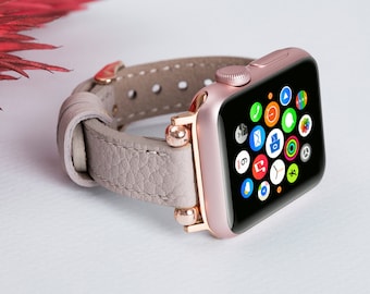 Full Grain Leather Apple Watch Band, Personalized iWatch Strap