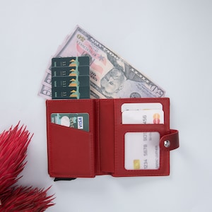 Carteira feminina, carteira de mecanismo, capa para cartão de crédito, porta-cartão de visita, carteira para presente da mãe, presente de casamento, carteira para presente personalizada, capa para cartão