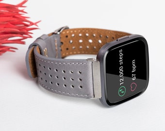 Personalized Leather Fitbit Band, Versa 4/Sense 2, Full Grain Leather