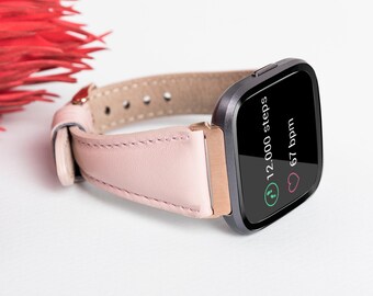 Pulseira de couro personalizada para Fitbit: Versa, Sense, Lite