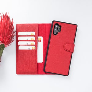 Samsung galaxy note 10 plus grão completo couro genuíno magnético destacável suporte carteira caso de cartão de crédito capa de carregamento sem fio spen caso