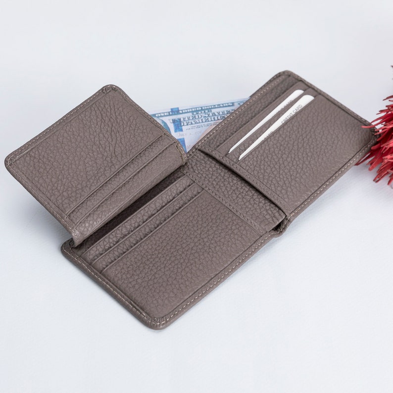 Bifold Wallet Personalized Credit Card Case Full Grain Leather Wallet Customized Wallet Womens Wallet SAND Business Card Holder