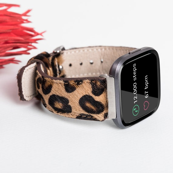 Leather Fitbit Band, Personalized Sense Versa Strap, Engraved Gift