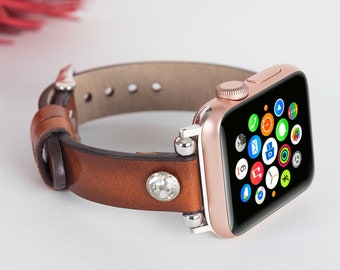 Apple Watch Band for Series Ultra 3-Ultra 2-11-10-9-SE, Full Grain Leather Personalized iWatch Strap