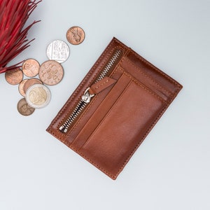 Gepersonaliseerde minimalistische ultradunne leren portemonnee creditcardhouder visitekaartjehouder rits muntzakje lasergravure handgemaakt cadeau