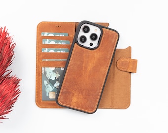 Leather iPhone Wallet Case: Magnetic Detachable Cover, RFID Blocker