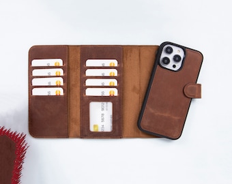 Customized iPhone 12 Pro Leather Case, iPhone 12 Pro Max Cover, iPhone 12 Mini Credit Card Case, Genuine Full Grain Leather iPhone 12 Case