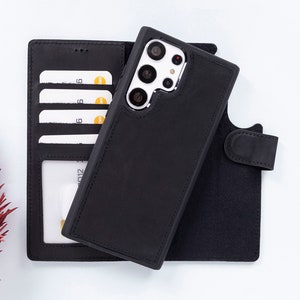 Samsung Galaxy S22 Ultra lederen creditcardportemonnee, handgemaakte S21 Ultra-hoes, lederen S22 Plus-hoesje, Galaxy S21 Plus standaard lederen portemonnee