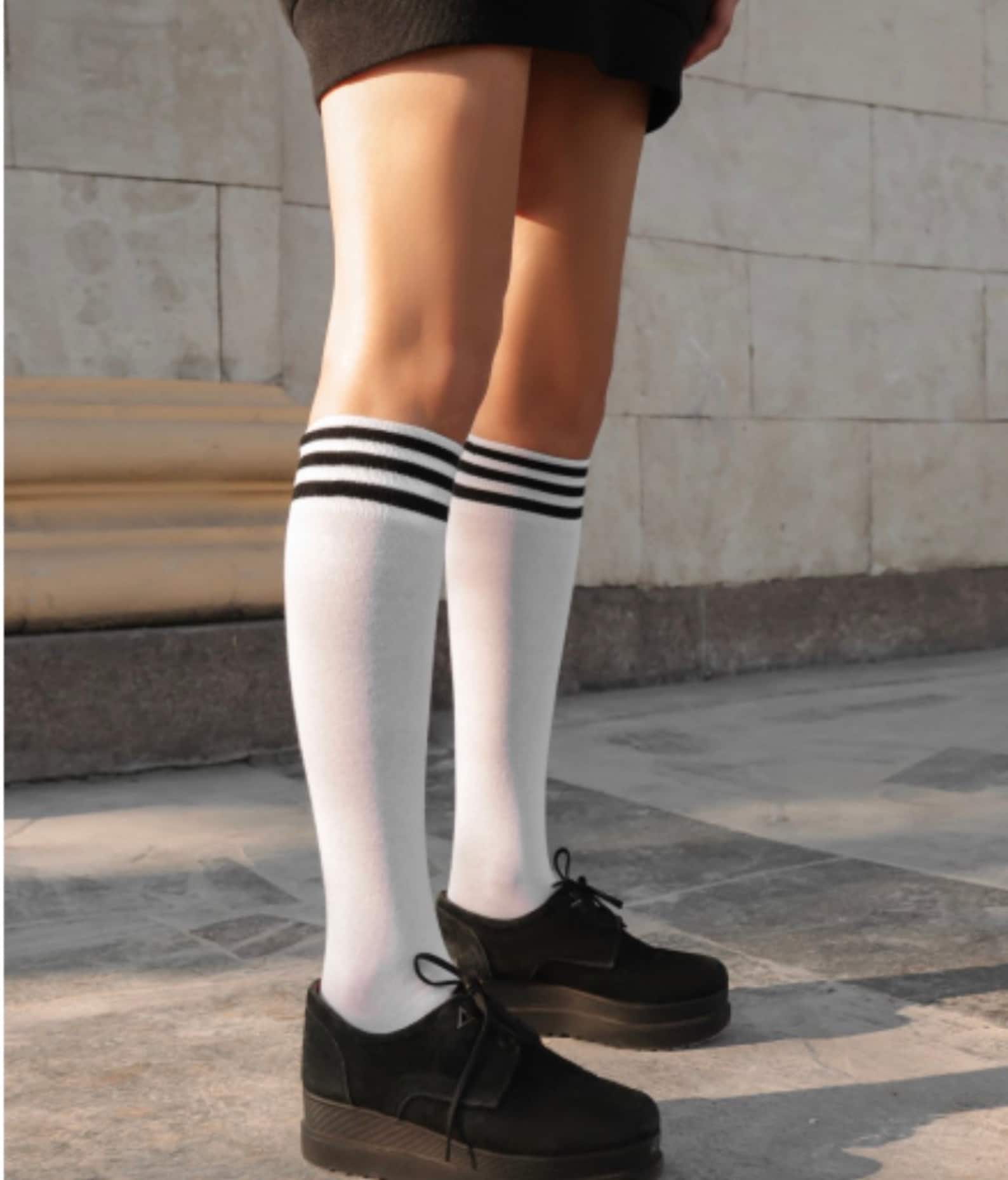 White Sport Under Knee Socks Spring Socks Knee High Socks Etsy