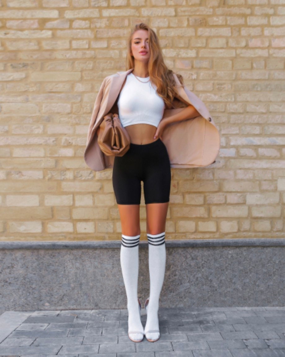 White Sport Under Knee Socks Spring Socks Knee High Socks Etsy