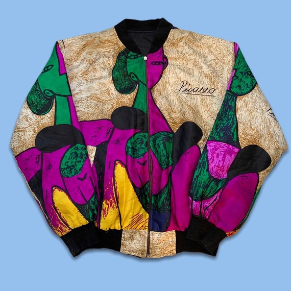 Vintage 80s Picasso All Over Print Bomber Jacket
