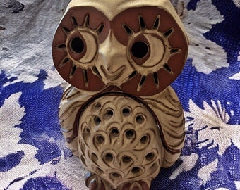vintage 1970s shelf pottery owl desk lamp