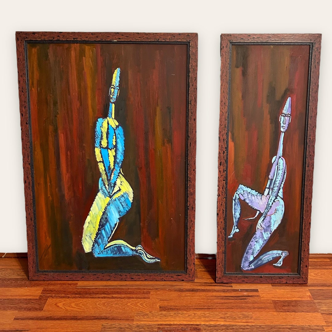 Antique African Art Oil Painting Wood Panel Art Etsy