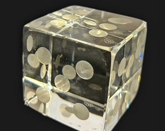 Vintage 1990s Glass Dice Paperweight