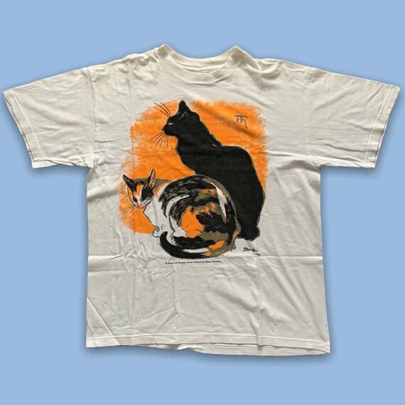 Vintage 90s Theophile Steinlen Cats Art T Shirt