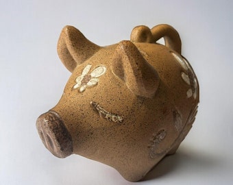 Vintage 1960s Studio Pottery Piggy Bank