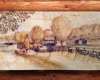 Custom Woodburning of YOUR House -  Straight Cut Edge | Custom Pyrography Artwork | Hardwoods | Unique | Personalized