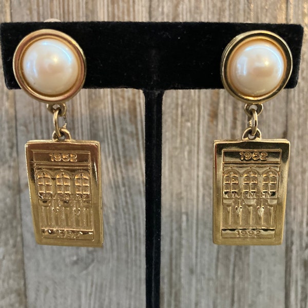 Gorgeous GIVENCHY Vintage 1990's Gold And Faux Pearl Dangle Clip Earrings