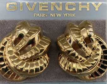 GIVENCHY Signierte Vintage 1990er Jahre New Old Stock Gold Moderne Klassisch Ohrclips