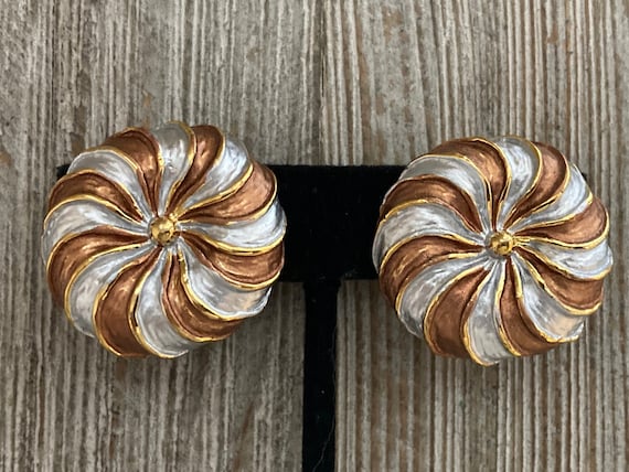 Boucles D'Oreilles Clips Dorées Argentées Vintage - Anciennes Très Bon État
