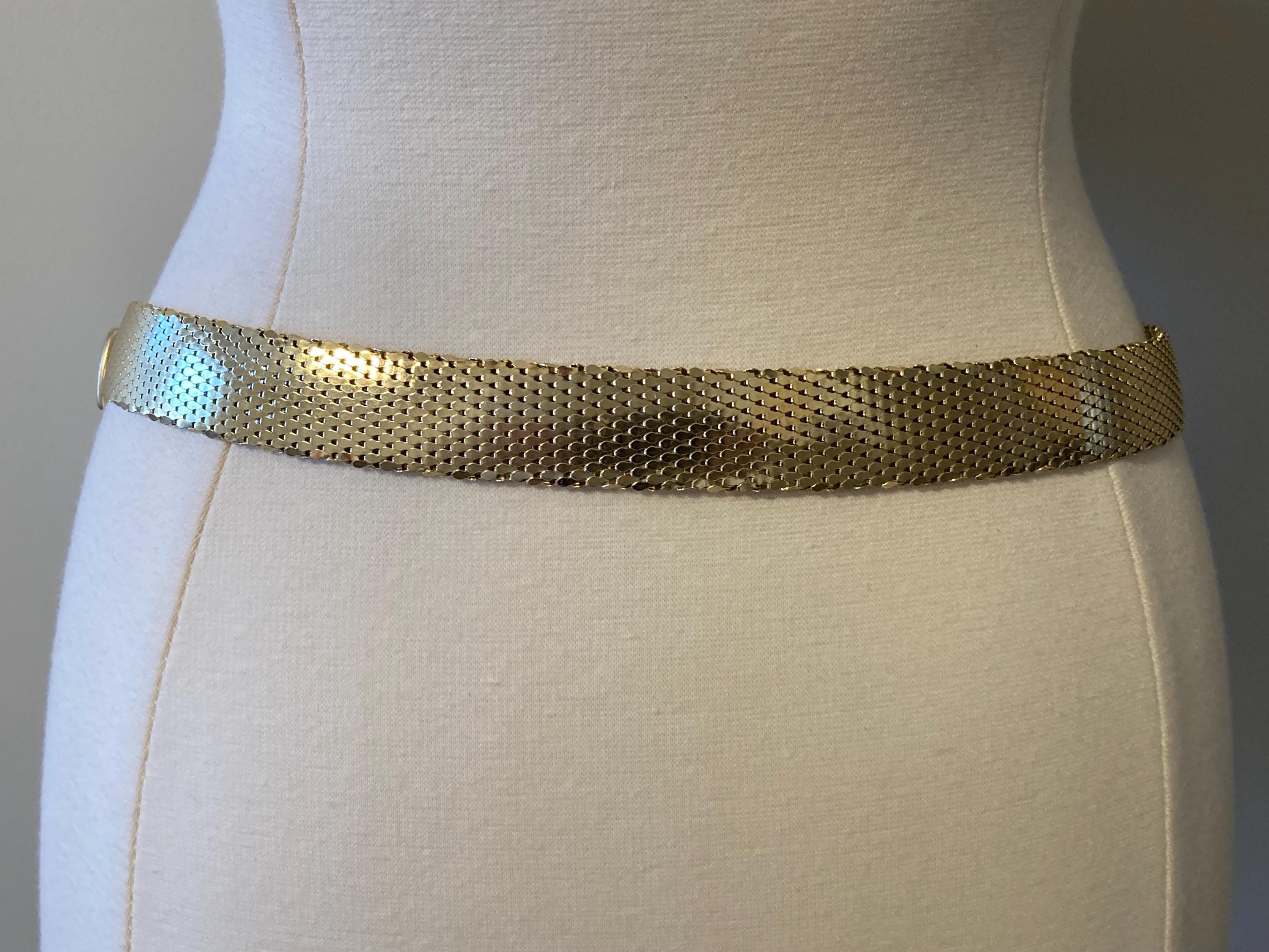Vintage Gold Mesh Metal Stretch Belt Mesh Vintage Belts for sale | eBay main image 4