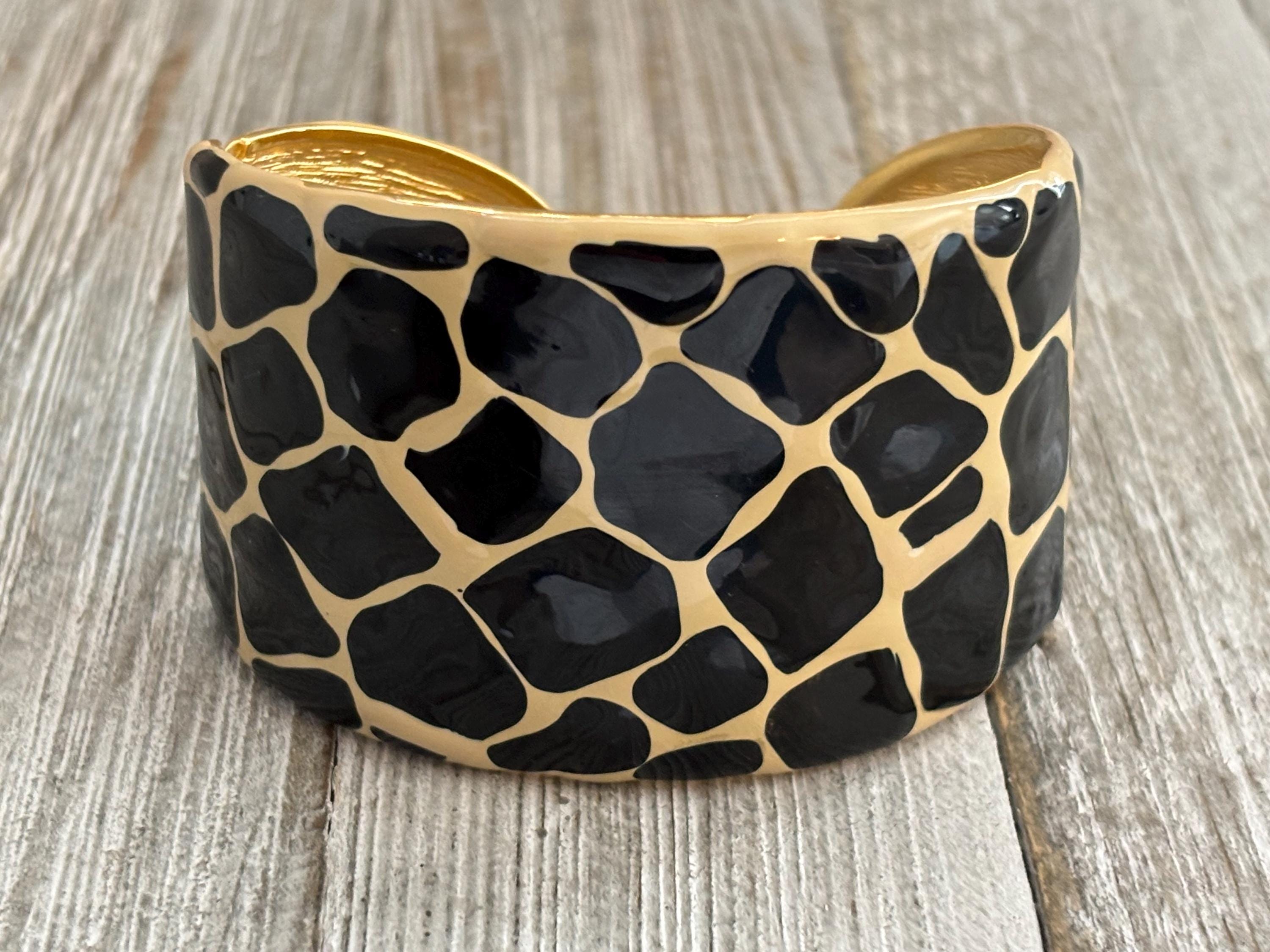 Kenneth J Lane 22K Gold Plated and Enamel Giraffe cuff Bangle Watch bracelet KJL KENNETH JAY LANE New In Box GIRAFFE Enamel Gold Plated  main image 3